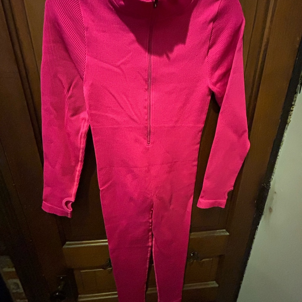 Fashion Nova Neon Pink Ribbed Jumpsuit